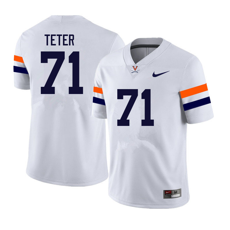 Men #71 Zachary Teter Virginia Cavaliers College Football Jerseys Sale-White - Click Image to Close